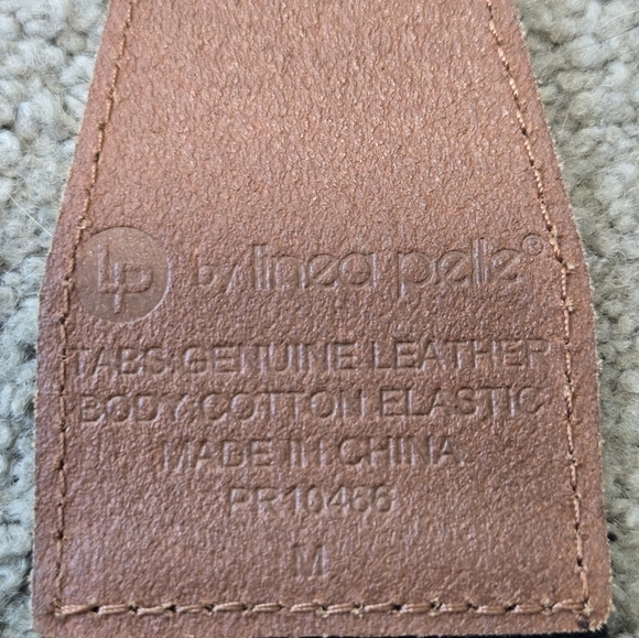 LP BY LINEA PELLE COGNAC BROWN LEATHER & BLACK STRETCH FOLD OVER BELT WOMEN M - Picture 8 of 15